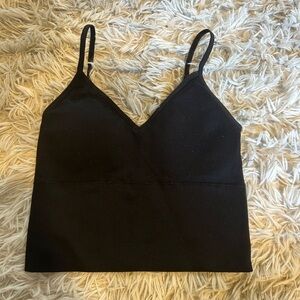Dynamite Black V-Neck Crop Top padded